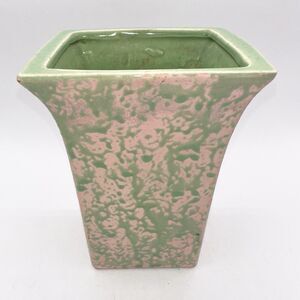 VINTAGE McCoy Pottery Matte Pink Green Glaze Splatter Vase